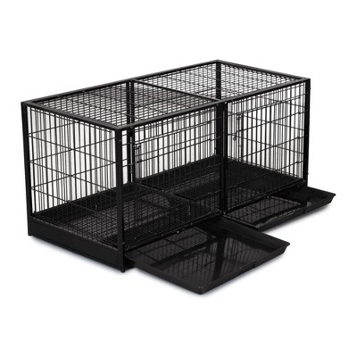 ProSelect Stackable Steel Wire Modular Dog and Pet Cage with Plastic Floor Pan, Divider Panel, and Triple Locking Door Latch, Black