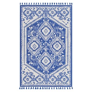 Blue Solid Woven Area Rug - (2