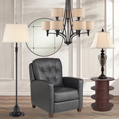 Spenser 58" Oiled Bronze Floor Lamp with Linen Shade