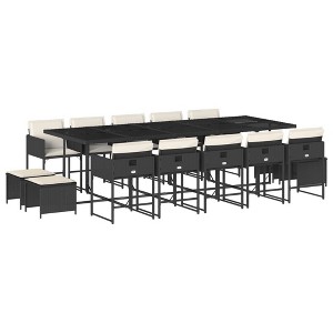 vidaXL Garden Dining Set Black, Cream White PE Rattan, Powder-Coated Steel - 1 of 4
