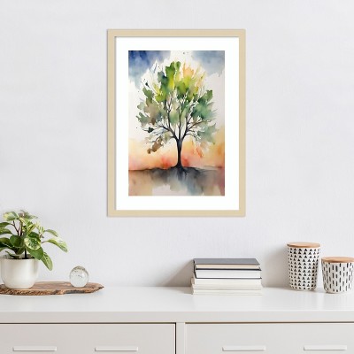 Svelte Natural Wood Framed Abstract Tree Print, 19 x 25 Inches