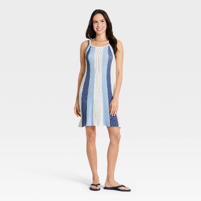 Женские платья Universal Thread Women's Mini Sweater Dress - Universal Thread™ Blue Striped S — фото 3