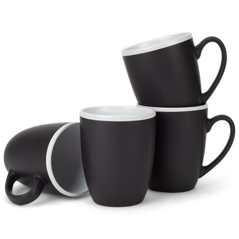 Elanze Designs Solid Color Black White Interior 16 ounce Matte Ceramic Mugs Matching Set of 4 - image 1 of 4