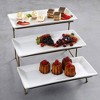 Gibson Gracious Dining Ceramic 3 Tier Rectangular Serving Platter, Appetizer Dessert Stand, Food Server Tray Display, Gold - 3 of 3