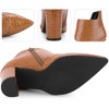 Perphy Women's Pointed Toe Stone Pattern Cutout Block Heels Ankle Booties - 3 of 3