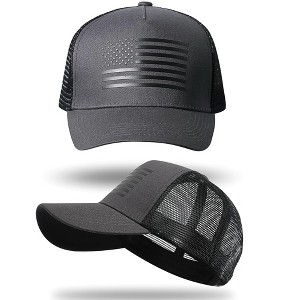 Nertpow American Flag Trucker Hat Baseball Cap Snapback Fitted Hats for Men Women Snap Closure Design Breathable Mesh Side Durable - 1 of 4