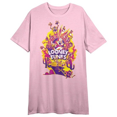 Wb 100 Poster Series: Looney Tunes Women's Pink Short Sleeve Sleep ...