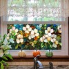 Window Film - Flowers Privacy Film, Removable Glass Door Covering Stickers for Living Room, Bedroom, Study, Dining Room - 45x100cm (Green) - 3 of 4
