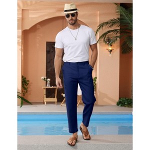 Men's Lightweight Cotton Linen Pants Casual Trouser Summer Yoga Beach Pant with Pockets - 1 of 4