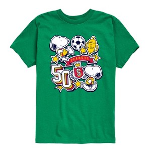 Boys' - Peanuts - Snoopy Soccer Stickers Short Sleeve Graphic T-Shirt - 1 of 4