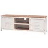 vidaXL TV Stand White and Brown Galvanized Steel and Solid Fir Wood Small - 2 of 4