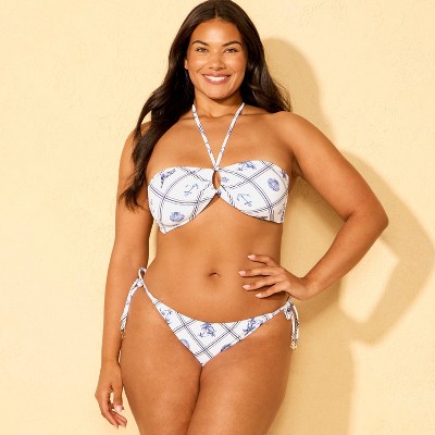 Shade & Shore Women's Shell Print Anchor Charm High Leg Cheeky Coverage Bikini Bottom - Shade & Shore™ Blue/White M — фото 4