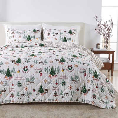 Cheerful Holiday Reversible Quilt Set with Shams - Great Bay Home