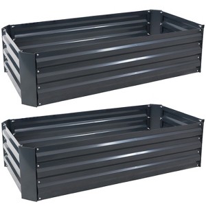 Sunnydaze Raised Corrugated Galvanized Steel Rectangle Garden Bed for Plants, Vegetables, and Flowers - 48" L x 11.75" H - 1 of 4