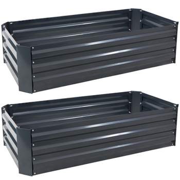 Sunnydaze Raised Corrugated Galvanized Steel Rectangle Garden Bed for Plants, Vegetables, and Flowers - 48" L x 11.75" H