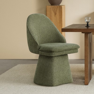 Spruce&Spring Upholstered Swivel Armless Dining Chair Double-layered Cushions
