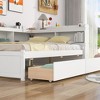 Full Size Daybed, Wooden Platform Bed Frame with L-shaped Bookshelf, Storage Drawers, White -ModernLuxe - 4 of 4