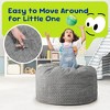 Itopfox Plush Memory Foam Bean Bag Chair with Removable Cover, Side Pocket & Carry Handle for Kids Playroom, Living Room, Bedroom in Grey - 4 of 4