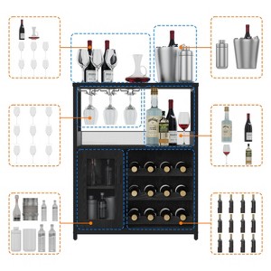 GustoWave Small Bar Cabinet, Modern Liquor Cabinet with Adjustable Wine Rack & Storage Shelves for Home - 1 of 4