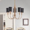 6-Light Gold Chandelier with Black Fabric Shades, Modern Vintage Pendant Lighting for Dining Room, Bedroom - 2 of 4