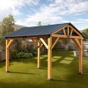 Fir Wood Gazebo with Galvanized Steel Roof,All-Weather Hardtop Pavilion-Maison Boucle - 2 of 4
