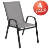 Merrick Lane Set of 4 Manado Series Metal Stacking Patio Chairs with Flex Comfort Material - 2 of 4