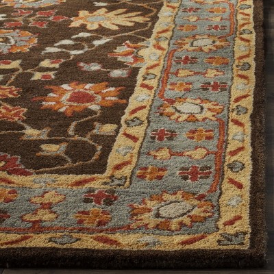 Heritage Charcoal and Blue Wool 8' Square Area Rug