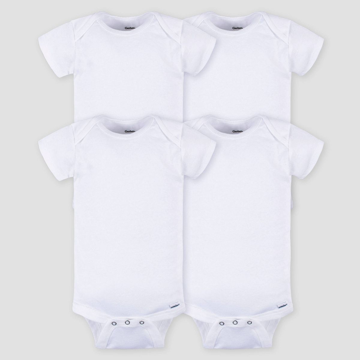 Gerber Baby 4pk Short Sleeve Onesies Bodysuit - White