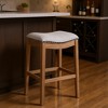 HomeRoots 31" Beige and Natural Fabric and Solid Wood Backless Bar Height Bar Chair - 2 of 4