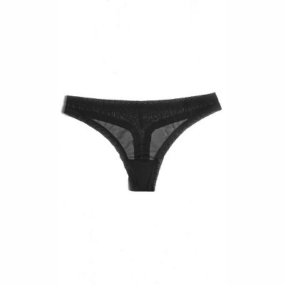 Women's Mesh Lace Trim Thong Panty - Blush Lingerie