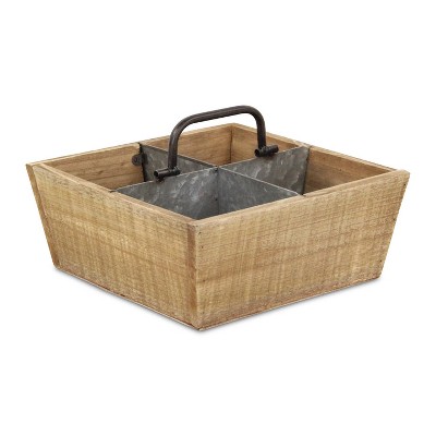Cheung's Renee Wood & Metal 4 Slot Caddy - Brown