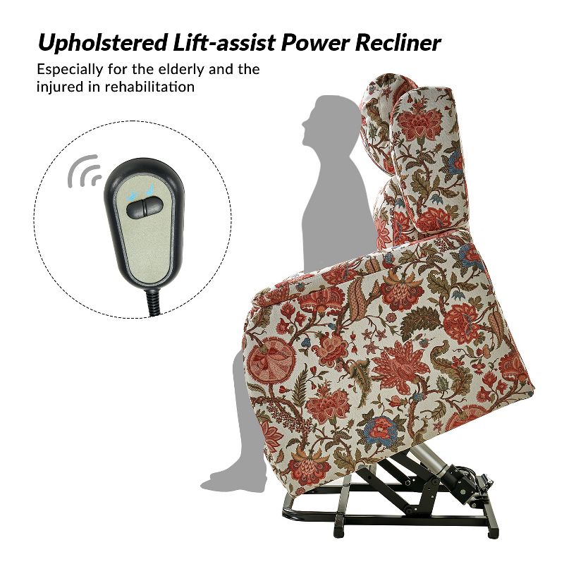 Set of 2 Fabiola Upholstered Lift Assist Power Recliner Chair|Artful living design, 4 of 11