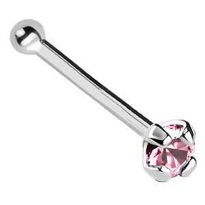 Jewelry Avalanche 22G 14K Gold Ball-end Nose Stud with Pink Tourmaline Gemstone - 1 of 2