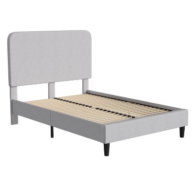Merrick Lane Platform Bed with Headboard - Upholstered Frame - 14 Wooden Slats - No Box Spring Required