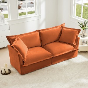 Modern 2-Seater Chenille Sofa, Slipcovered Deep Seat Couch with Removable Covers with 300lb Capacity, Convertible for Small Spaces - 1 of 4