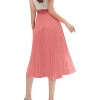 Women's High Waist Pleated A-Line Midi Skirt - Swing Flare Design A-blush - 3 of 4