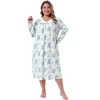 Women's Plus Size Floral V Neck Long Sleeve Lace Trim Buttons Sleepwear Soft Full Nightdress Nightgown with Pocket - Agnes Orinda - 3 of 4