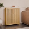 Dolonm 38.1 in. Tall Bamboo Storage Cabinet with Doors & Shelves, Natural Finish, Multi-Purpose Organizer for Bathroom& Bedrooms or Entryways - 2 of 4