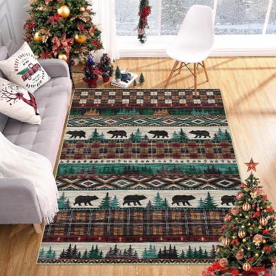Acekool 4x6 Washable Holiday Rug – Non-Slip Festive Design for Living Room, Bedroom & Entryway