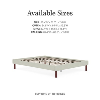 Ivory Linen Upholstered King Bed Frame with Slats