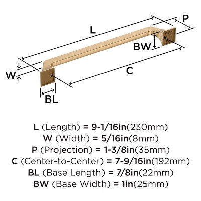 Champagne Bronze 7-9/16 inch Bar Cabinet Pull with Mounting Hardware