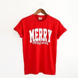 Simply Sage Market Women's Merry Christmas Cursive Bold Short Sleeve Garment Dyed Tee - 1 of 4