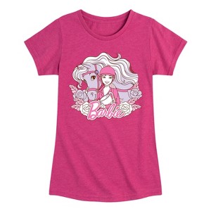 Girls' - Barbie - Horse Flowers Fitted Short Sleeve Graphic T-Shirt - 1 of 4