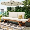GDFStudio Webster Outdoor Expandable Acacia Wood 81" Sofa with Adjustable Sides and Cushions - 2 of 4