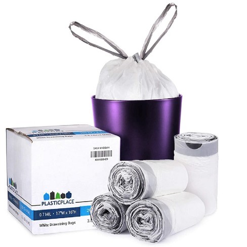 Plasticplace 24 in. x 31 in. 13 gal. White Drawstring Trash Bags, Lavender and Soft Vanilla Scented Garbage Can Liners (50-Count)