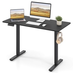 Costway 48" x 24" Sit to Stand Desk with 3 Memory Settings & Anti-Collision Protection Brown/Black - 1 of 4