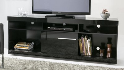Modern White Compressed Wood 68'' Media Console with Cabinet