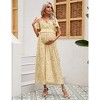 Maternity Square Neck Short Sleeve Dress Summer Smocked Waist Ruffle Boho Maxi Dress Baby Shower Photoshoot - 2 of 4