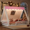 Twin/Full Size Montessori Floor Bed, House Tent Floor Bed with Light Strip & Full-Length Guardrails - ModernLuxe - 2 of 4