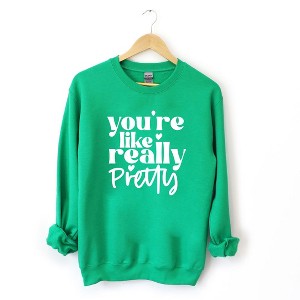 Simply Sage Market Women's Graphic Sweatshirt You're Like Really Pretty Hearts - 1 of 3
